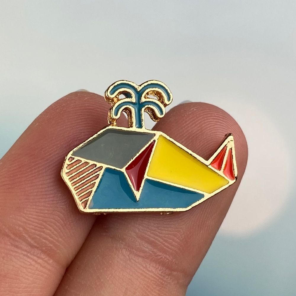 Rainbow Geometric Whale Enamel Pin/ Brooch Lapel